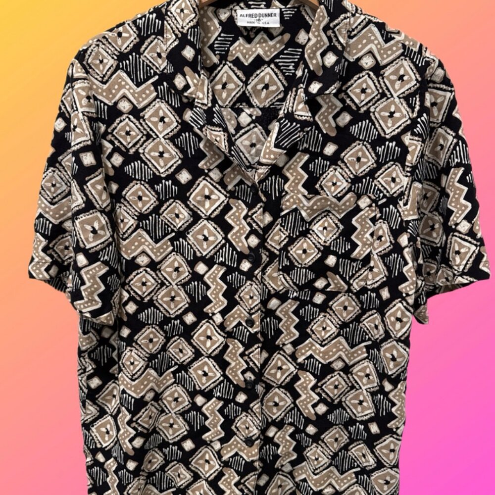 90s VTG Alfred Dunner Printed Button Up Shirt Made in USA Size 16 (Preowned)